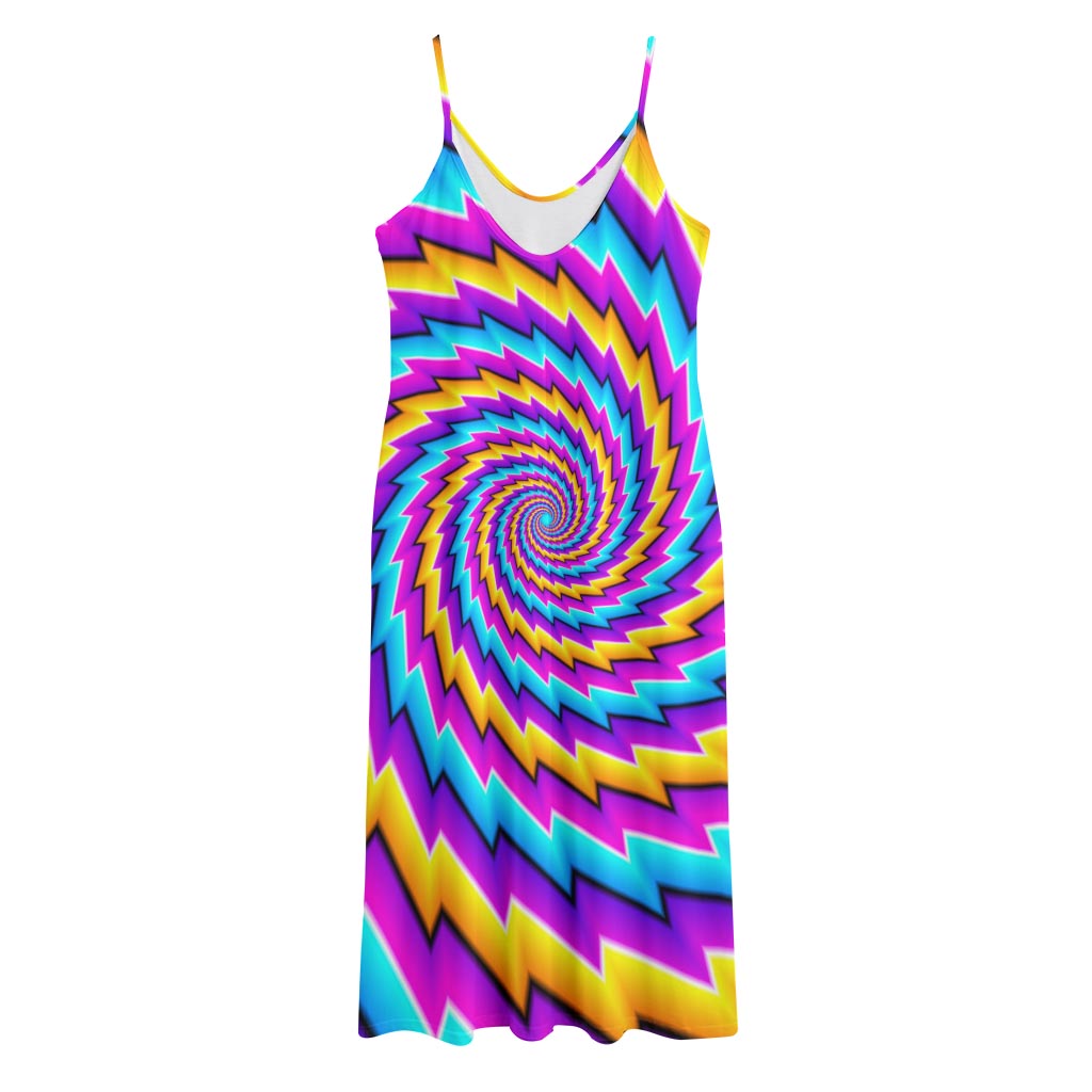 Twisted Spiral Moving Optical Illusion Jersey Midi Cami Dress