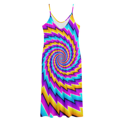 Twisted Spiral Moving Optical Illusion Jersey Midi Cami Dress