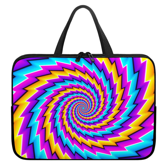 Twisted Spiral Moving Optical Illusion Laptop Sleeve With Handle
