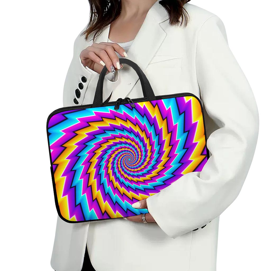 Twisted Spiral Moving Optical Illusion Laptop Sleeve With Handle