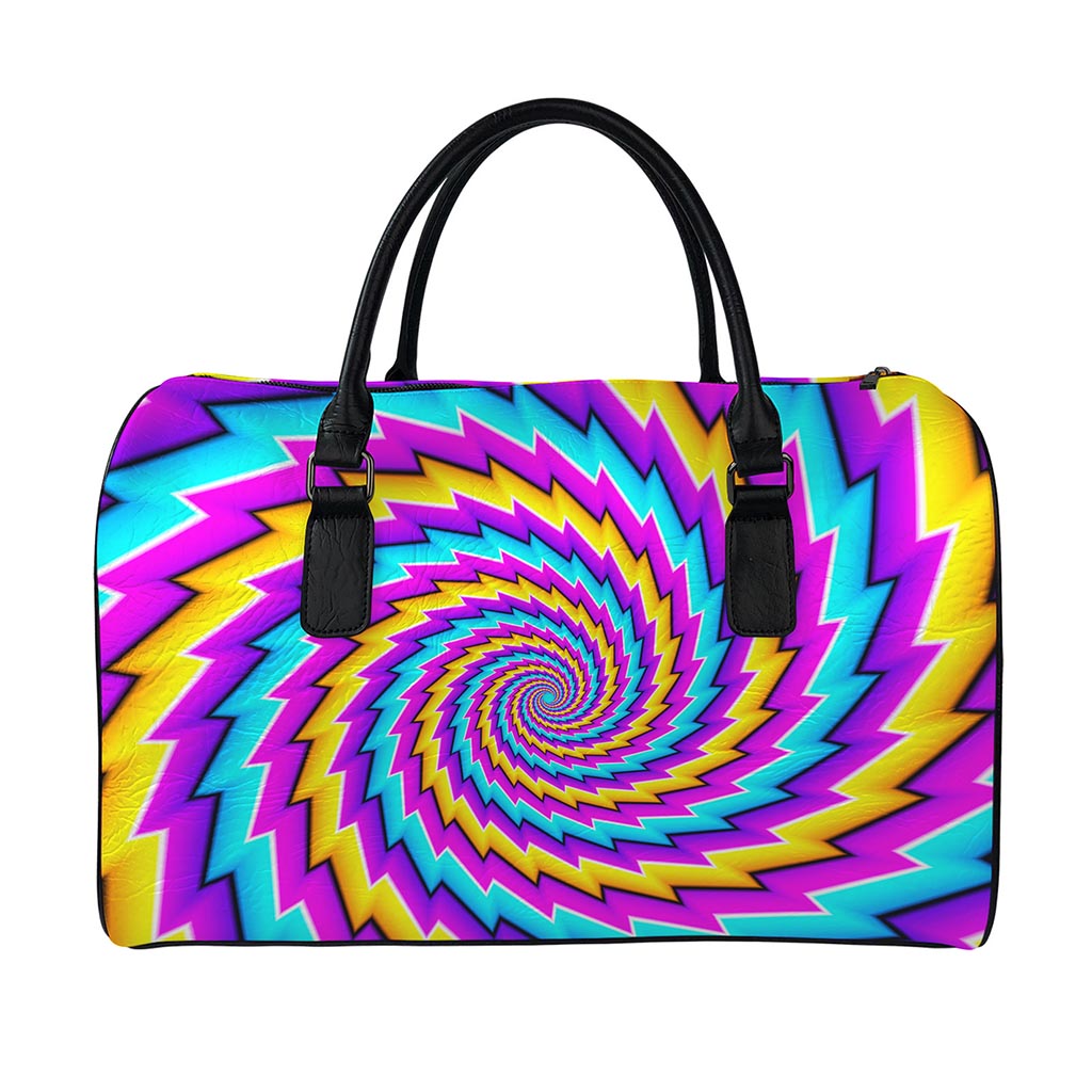 Twisted Spiral Moving Optical Illusion Leather Duffle Bag