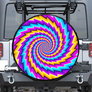 Twisted Spiral Moving Optical Illusion Leather Spare Tire Cover