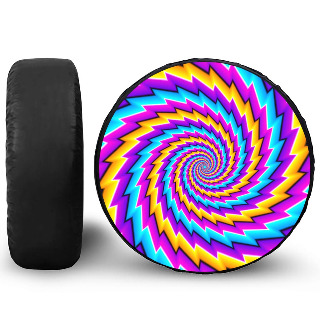 Twisted Spiral Moving Optical Illusion Leather Spare Tire Cover