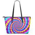 Twisted Spiral Moving Optical Illusion Leather Tote Bag With Zipper