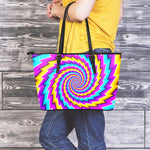 Twisted Spiral Moving Optical Illusion Leather Tote Bag