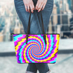 Twisted Spiral Moving Optical Illusion Leather Tote Bag