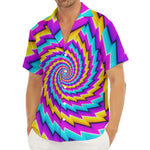 Twisted Spiral Moving Optical Illusion Men's Deep V-Neck Shirt