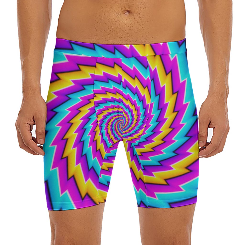 Twisted Spiral Moving Optical Illusion Men's Long Boxer Briefs