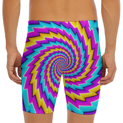 Twisted Spiral Moving Optical Illusion Men's Long Boxer Briefs