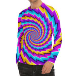 Twisted Spiral Moving Optical Illusion Men's Long Sleeve Rash Guard