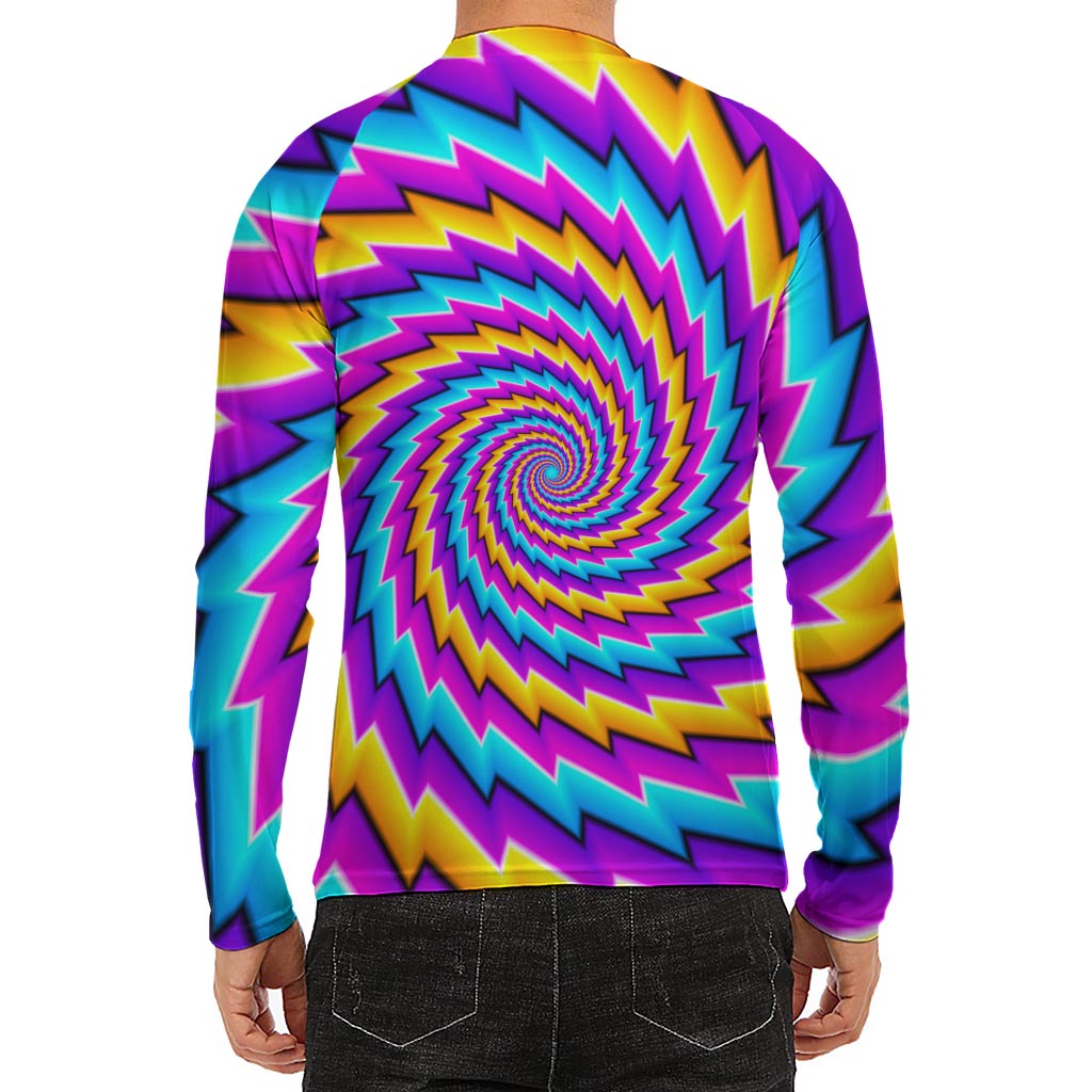 Twisted Spiral Moving Optical Illusion Men's Long Sleeve Rash Guard