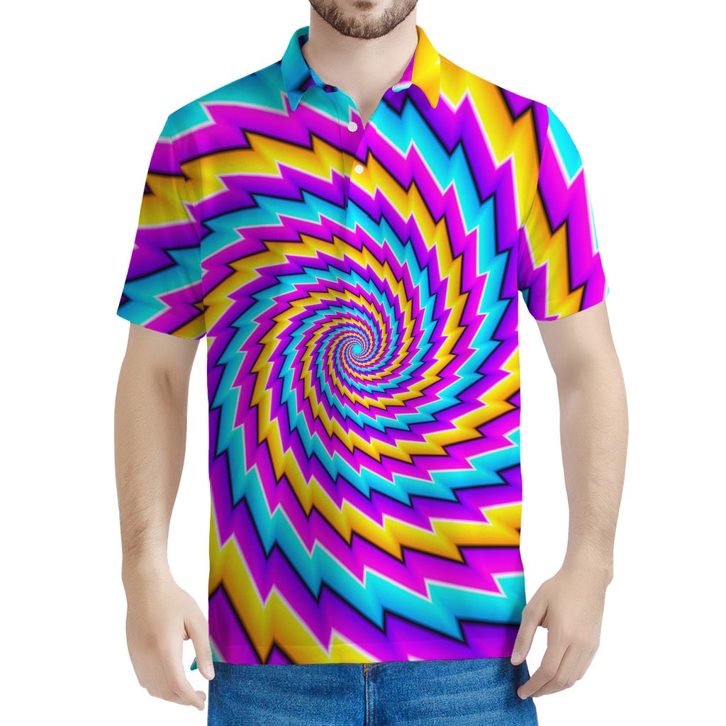 Twisted Spiral Moving Optical Illusion Men's Polo Shirt