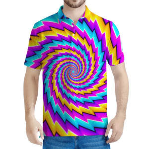 Twisted Spiral Moving Optical Illusion Men's Polo Shirt