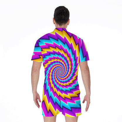 Twisted Spiral Moving Optical Illusion Men's Rompers
