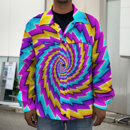Twisted Spiral Moving Optical Illusion Men's Shirt Jacket