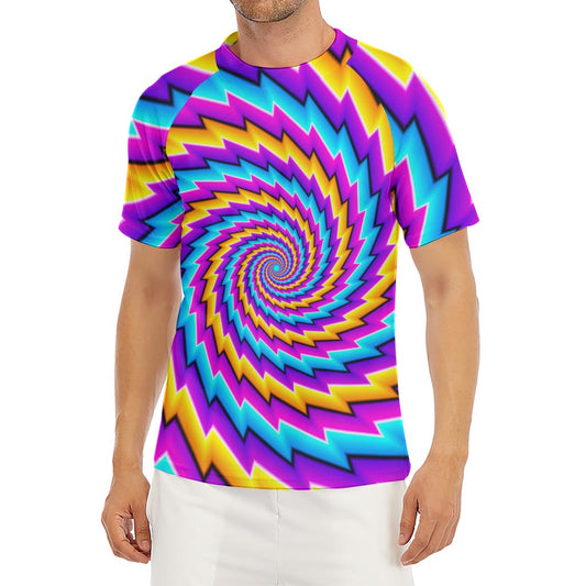 Twisted Spiral Moving Optical Illusion Men's Short Sleeve Rash Guard