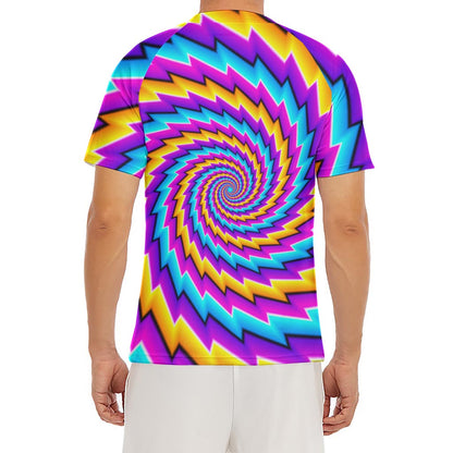 Twisted Spiral Moving Optical Illusion Men's Short Sleeve Rash Guard