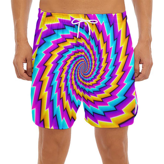 Twisted Spiral Moving Optical Illusion Men's Split Running Shorts