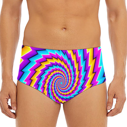 Twisted Spiral Moving Optical Illusion Men's Triangle Swim Briefs