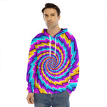 Twisted Spiral Moving Optical Illusion Men's Velvet Pullover Hoodie
