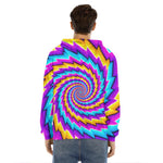 Twisted Spiral Moving Optical Illusion Men's Velvet Pullover Hoodie