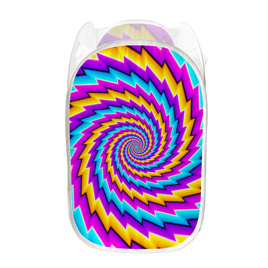 Twisted Spiral Moving Optical Illusion Mesh Laundry Hamper