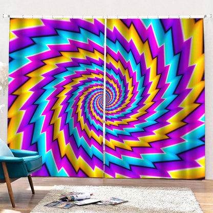 Twisted Spiral Moving Optical Illusion Pencil Pleat Curtains