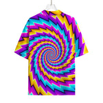Twisted Spiral Moving Optical Illusion Rayon Hawaiian Shirt