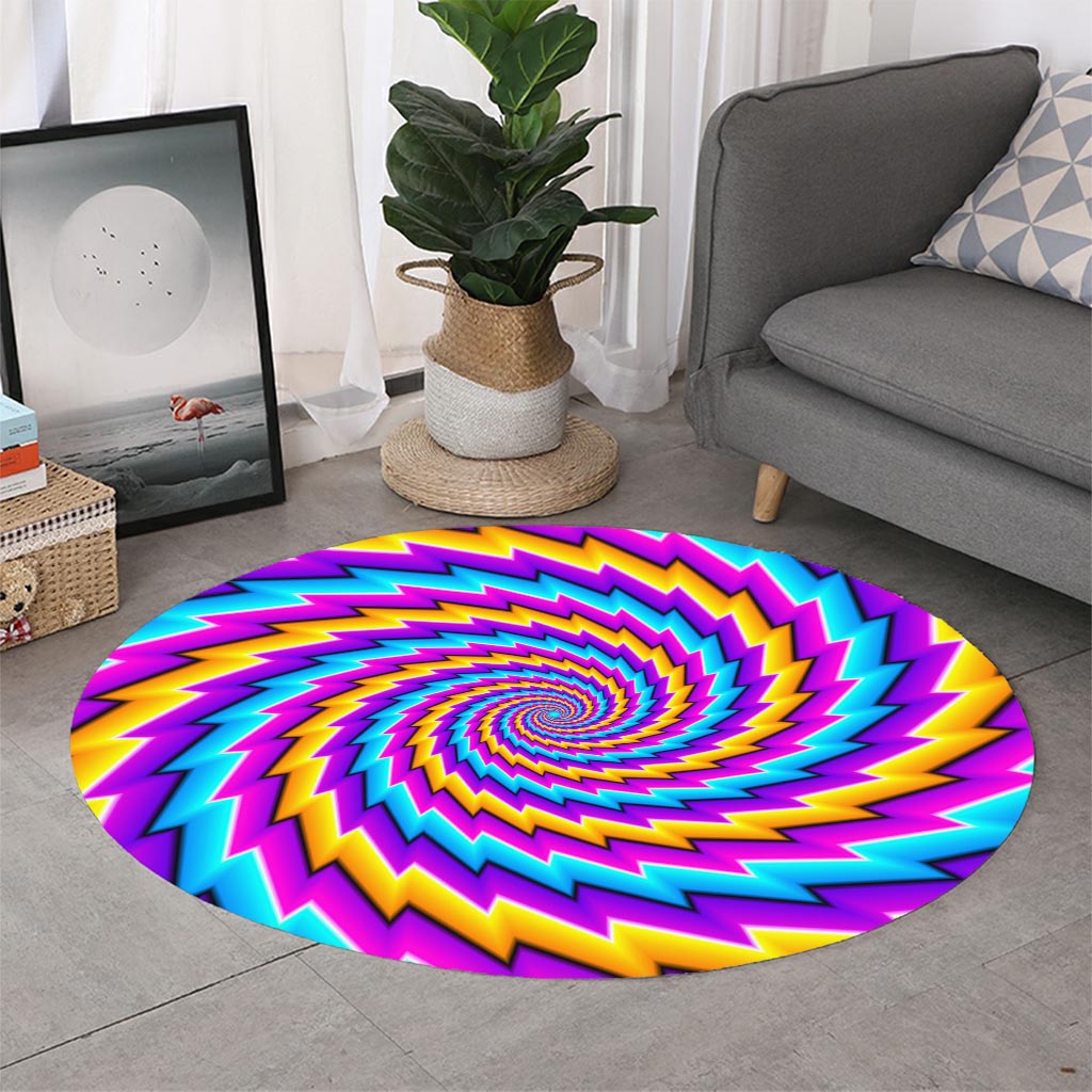 Twisted Spiral Moving Optical Illusion Round Rug