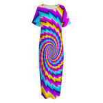 Twisted Spiral Moving Optical Illusion Short Sleeve Long Nightdress