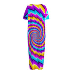 Twisted Spiral Moving Optical Illusion Short Sleeve Long Nightdress