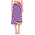 Twisted Spiral Moving Optical Illusion Side Slit Midi Skirt