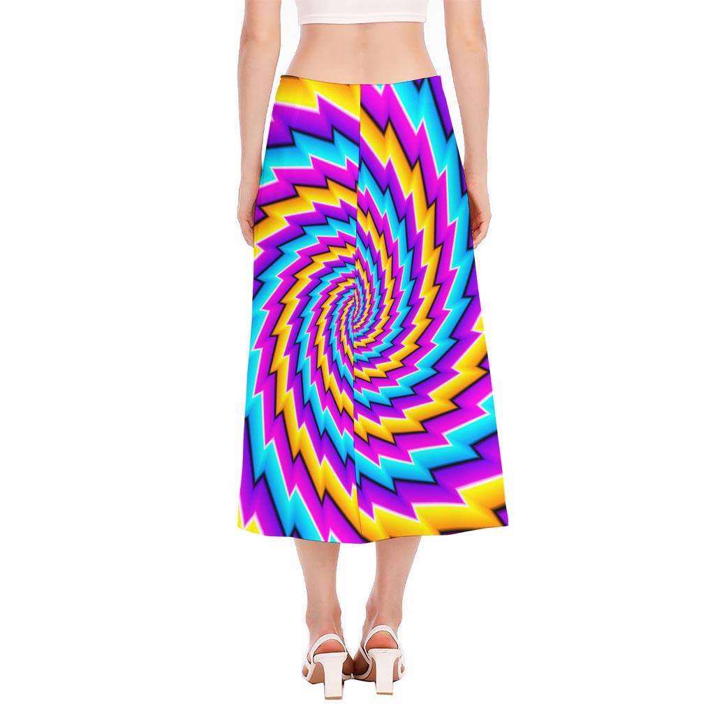 Twisted Spiral Moving Optical Illusion Side Slit Midi Skirt