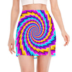 Twisted Spiral Moving Optical Illusion Side Slit Mini Skirt