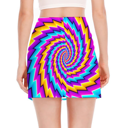 Twisted Spiral Moving Optical Illusion Side Slit Mini Skirt