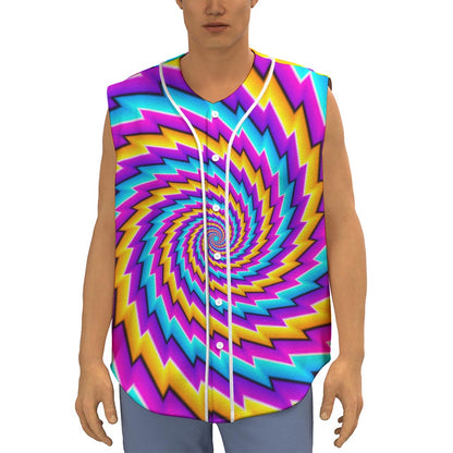 Twisted Spiral Moving Optical Illusion Sleeveless Baseball Jersey