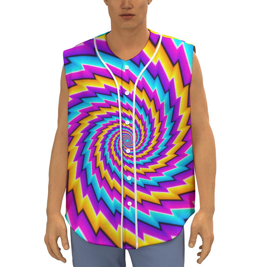 Twisted Spiral Moving Optical Illusion Sleeveless Baseball Jersey