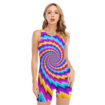 Twisted Spiral Moving Optical Illusion Sleeveless One Piece Swimsuit