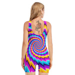 Twisted Spiral Moving Optical Illusion Sleeveless One Piece Swimsuit