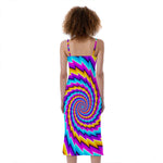 Twisted Spiral Moving Optical Illusion Slim Fit Midi Cami Dress
