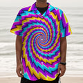 Twisted Spiral Moving Optical Illusion Textured Short Sleeve Shirt
