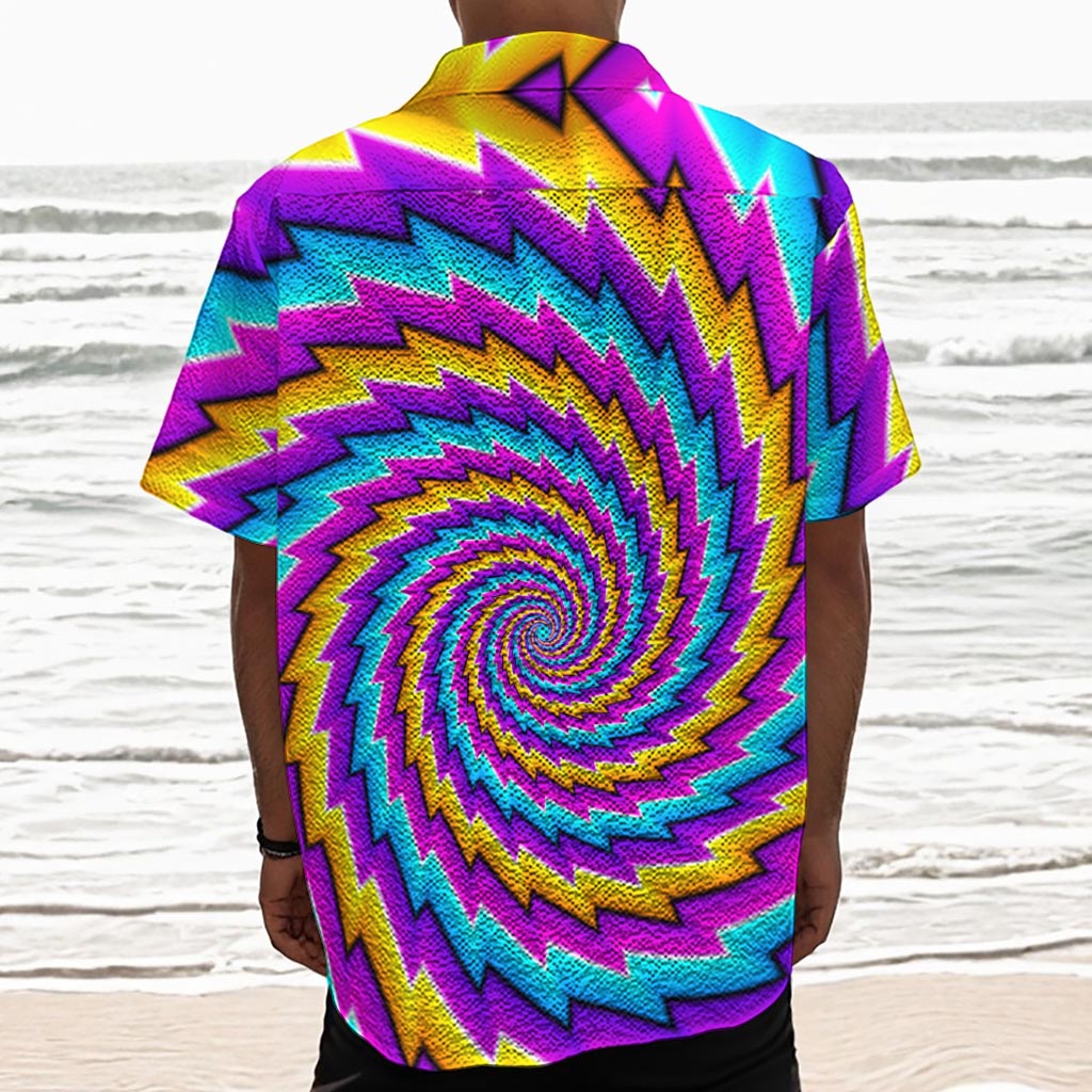 Twisted Spiral Moving Optical Illusion Textured Short Sleeve Shirt