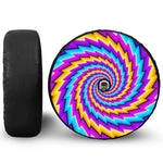 Twisted Spiral Moving Optical Illusion Tire Cover With Camera Hole