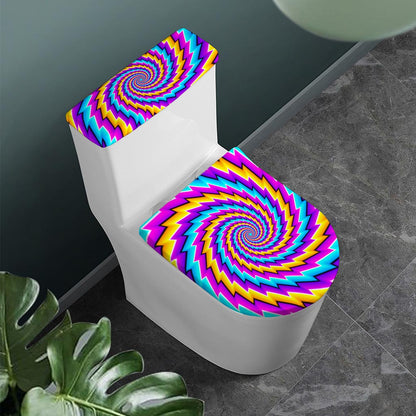Twisted Spiral Moving Optical Illusion Toilet Lid And Tank Cover Set