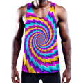 Twisted Spiral Moving Optical Illusion Men's Workout Tank Top