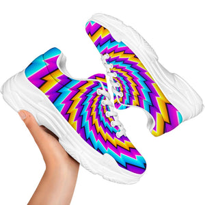 Twisted Spiral Moving Optical Illusion White Chunky Shoes