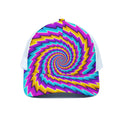 Twisted Spiral Moving Optical Illusion White Mesh Trucker Hat