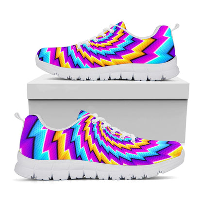 Twisted Spiral Moving Optical Illusion White Running Shoes
