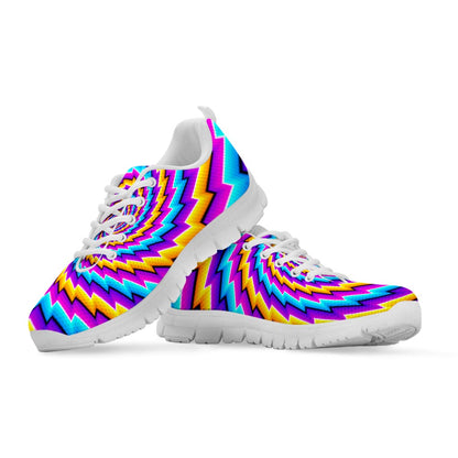 Twisted Spiral Moving Optical Illusion White Running Shoes