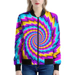 Twisted Spiral Moving Optical Illusion Women's Bomber Jacket